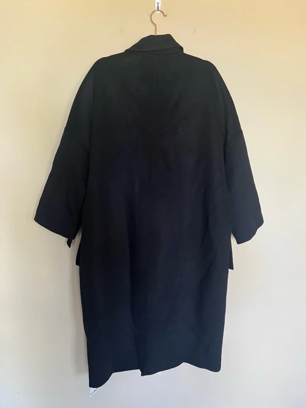Lattelier Black 100% Wool Oversized Coat Minimalist Long Coat Size L